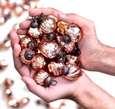 25 Pieces Rose Gold and Silver Ornaments For Tree Decoration - Glass Christmas Ornaments